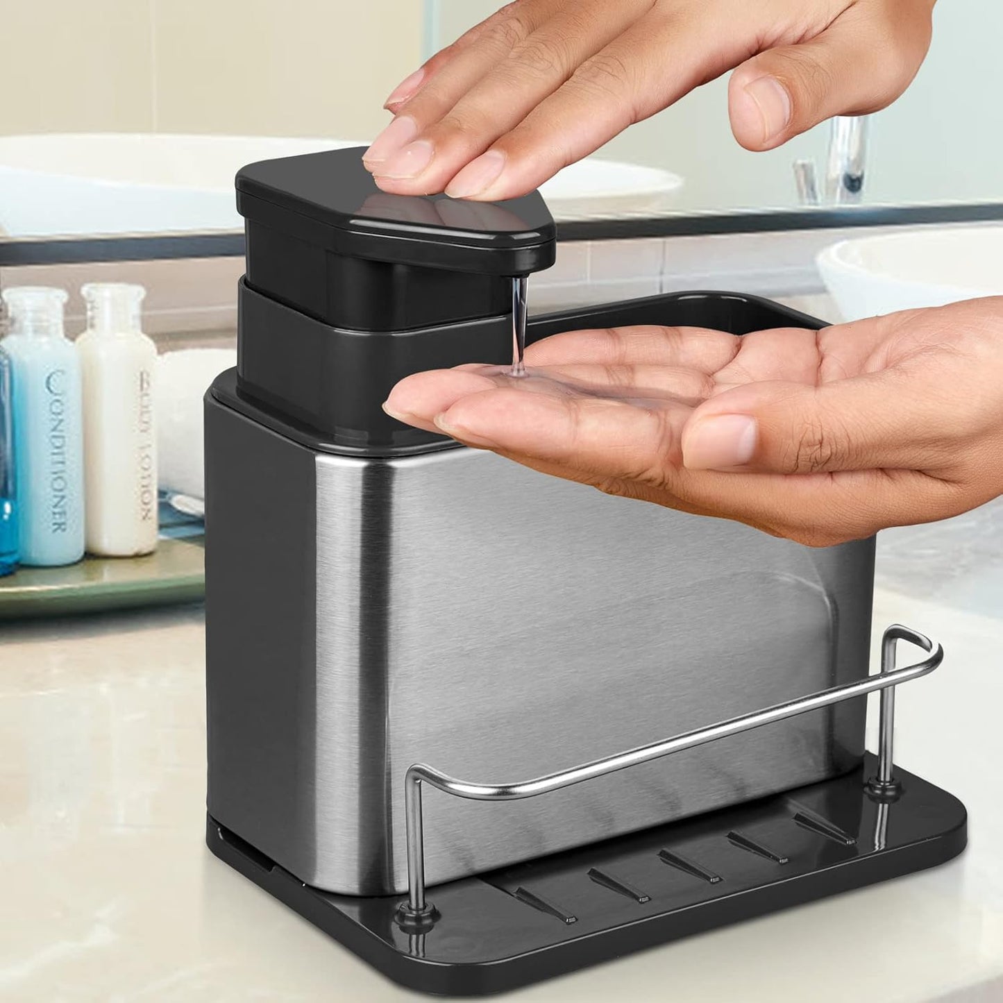 Hogarama CleanDock™ – Dispensador 3 en 1 de Jabón y Organizador de Esponjas