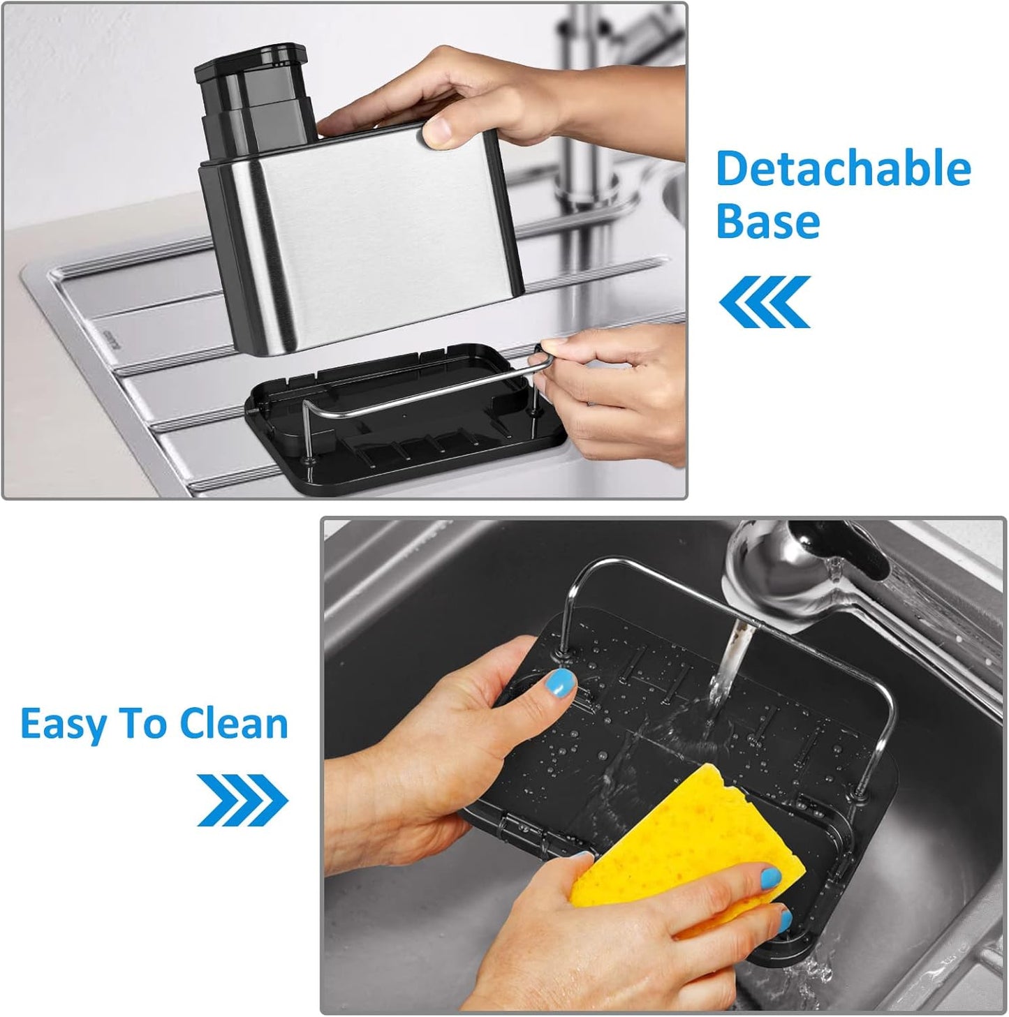Hogarama CleanDock™ – Dispensador 3 en 1 de Jabón y Organizador de Esponjas